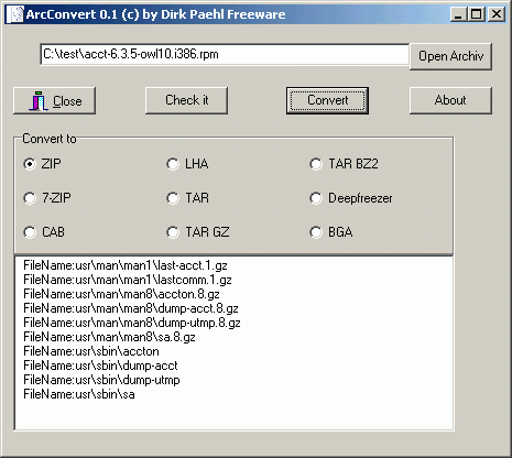 Click to view ArcConvert 0.64a screenshot